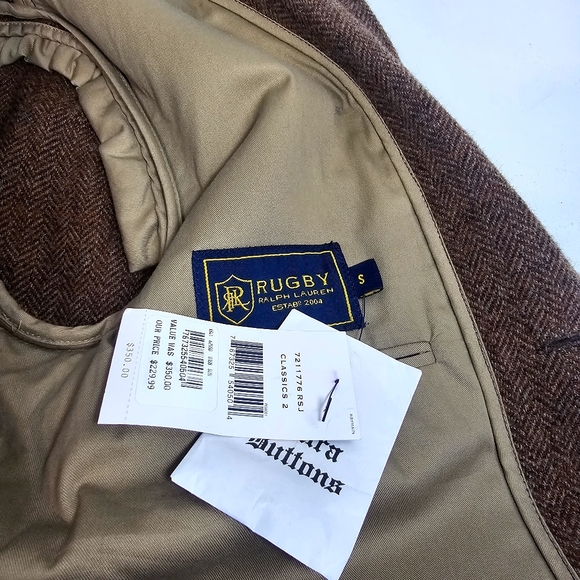 Rugby Ralph Lauren Textured Brown Blazer Suit Jacket - Picture 7 of 16